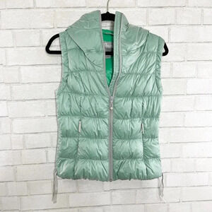 Eddie Bauer Mint Green 550 Fill Power Premium Goose Down Hooded Puffer Vest XS